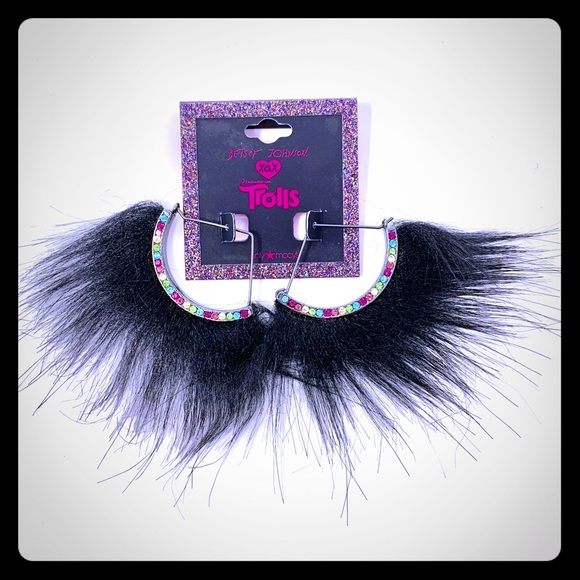 Betsey Johnson Jewelry - 4/$25 NEW Betsey Johnson Fur Earrings Black Pink